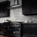 ZLINE 48" Black Stainless, Gas Burner, Electric Oven Range, RAB-48