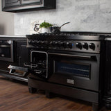 ZLINE 48" Black Stainless, Gas Burner, Electric Oven Range, RAB-48