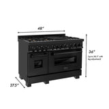 ZLINE 48" Black Stainless,Gas/Electric Range, Brass Burners, RAB-BR-48