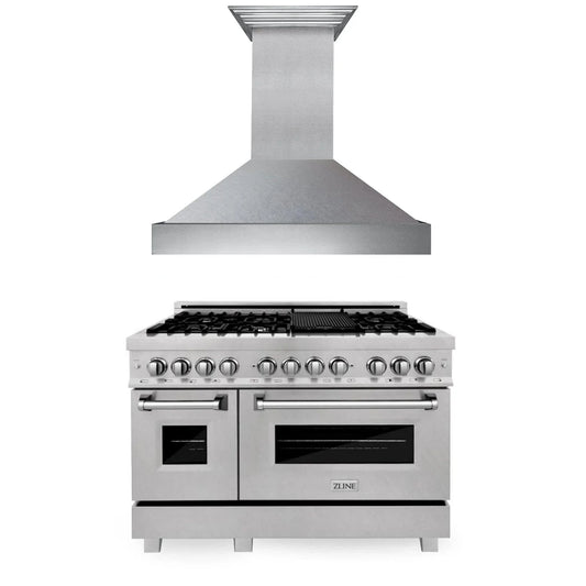 ZLINE 48" Bundle Range RAS-SN-48 & Range Hood 8654SN-48, 2KP-RASSNRH48