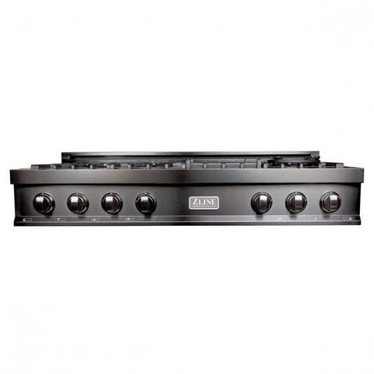 ZLINE 48" Ceramic Rangetop in Black Stainless with 7 Gas Burners, RTB-48
