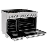 ZLINE 48" Dual Fuel Range, DuraSnow Stainless, Brass Burners, RAS-SN-BR-48