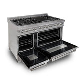 ZLINE 48" Dual Fuel Snow Stainless Range, Snow Stainless Door, RAS-SN-48