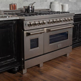 ZLINE 48" Dual Fuel Snow Stainless Range, Snow Stainless Door, RAS-SN-48