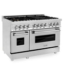 ZLINE 48" Gas Burner/Electric Oven Range Stainless, Brass Burners, RA-BR-48