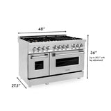 ZLINE 48" Gas Burner/Electric Oven Range Stainless, Brass Burners, RA-BR-48