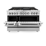 ZLINE 48" Gas Burner/Electric Oven Range Stainless, Brass Burners, RA-BR-48