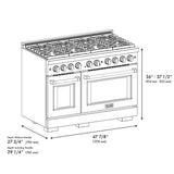 ZLINE 48 in. 8 Burner Double Oven Gas Range, Stainless Steel, SGR48