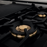 ZLINE 48" Porcelain Rangetop, DuraSnow®, 7 Brass Burners, RTS-BR-48