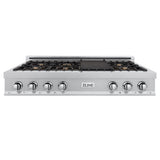 ZLINE 48" Porcelain Rangetop, DuraSnow®, 7 Brass Burners, RTS-BR-48