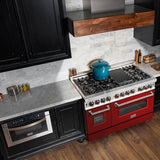 ZLINE 48" Professional Dual Fuel Range with Red Gloss Door, RA-RG-48