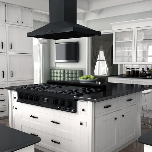 ZLINE 48" Rangetop, Black Stainless, Brass Burners, RTB-BR-48