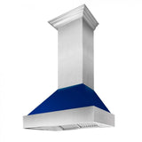 ZLINE 48" Snow Finish Wall Range Hood, Blue Gloss Shell, 8654BG-48