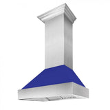 ZLINE 48" Snow Finish Wall Range Hood, Blue Matte Shell, 8654BM-48