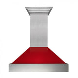 ZLINE 48" Snow Finish Wall Range Hood, Red Gloss Shell, 8654RG-48