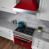 ZLINE 48" Snow Finish Wall Range Hood, Red Gloss Shell, 8654RG-48