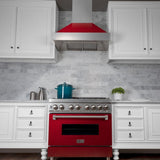 ZLINE 48" Snow Finish Wall Range Hood, Red Gloss Shell, 8654RG-48