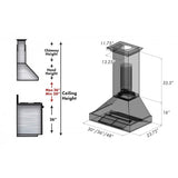 ZLINE 48" Snow Finish Wall Range Hood, Red Matte Shell, 8654RM-48