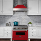 ZLINE 48" Snow Finish Wall Range Hood, Red Matte Shell, 8654RM-48