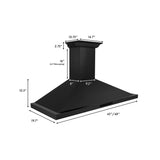 ZLINE 48" Wall Black Stainless Range Hood, Crown Speaker, BSKBNCRN-BT-48