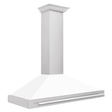 ZLINE 48" White Matte Range Hood, Stainless Steel Handle KB4SNX-WM-48