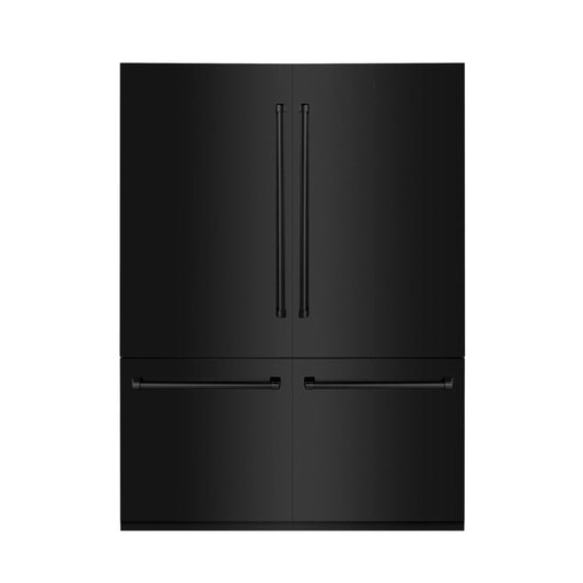 ZLINE 60" 32.2 cu. ft. Built-In 4-Door French Door Refrigerator with Internal Water and Ice Dispenser in Black Stainless Steel RBIV-BS-60