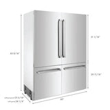 ZLINE 60" 32.2 cu. Ft. Panel Ready Built-In 4-Door French Door Refrigerator with Internal Water and Ice Dispenser RBIV-60