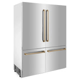 ZLINE 60" Autograph 32.2 cu. ft. 4-Door French Door Fridge Water/Ice Dispenser Stainless Steel Champagne Bronze Accents RBIVZ-304-60-CB