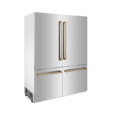 ZLINE 60" Autograph 32.2 cu. ft. 4-Door French Door Fridge Water/Ice Dispenser Stainless Steel Gold Accents RBIVZ-304-60-G