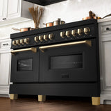 ZLINE 60" Autograph Dual Fuel Range, Black Stainless, RABZ-60-G