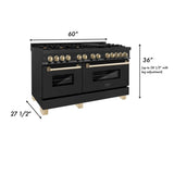 ZLINE 60" Autograph Dual Fuel Range, Black Stainless, RABZ-60-G