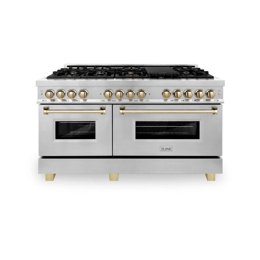 ZLINE 60" Autograph Edition, 7.4 cu. ft. Dual Fuel Range, RAZ-60-G