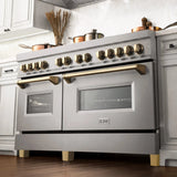 ZLINE 60" Autograph Edition Dual Fuel Range, DuraSnow, RASZ-SN-60-G