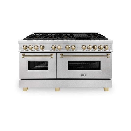 ZLINE 60" Autograph Edition Dual Fuel Range, DuraSnow, RASZ-SN-60-G