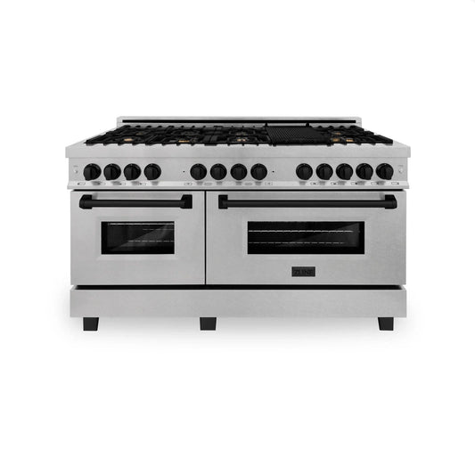 ZLINE 60" Autograph Edition Dual Fuel Range, DuraSnow, RASZ-SN-60-MB