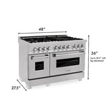 ZLINE 60" Dual Fuel Range, Snow Stainless, Brass Burners, RAS-SN-BR-60