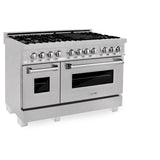 ZLINE 60" Dual Fuel Range, Snow Stainless, Brass Burners, RAS-SN-BR-60