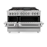 ZLINE 60" Dual Fuel Range, Snow Stainless, Brass Burners, RAS-SN-BR-60