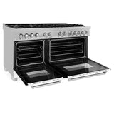 ZLINE 60" Dual Fuel Range Snow Stainless, White Matte Door, RAS-WM-60