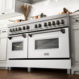ZLINE 60" Dual Fuel Range Snow Stainless, White Matte Door, RAS-WM-60