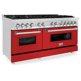 ZLINE 60" Professional Dual Fuel Range with Red Matte Door, RA-RM-60
