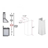 ZLINE 61" Extended Chimney and Crown, 655-4SSSS-36-304-E