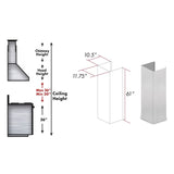 ZLINE 61 In. Snow Finished Stainless Steel Chimney Extension For Ceilings Up To 12.5 Ft. (8KN4S-E)