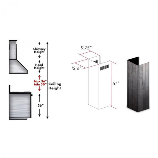 ZLINE 61" Wooden Chimney Extension, Ceilings up to 12 ft. (KPDD-E)
