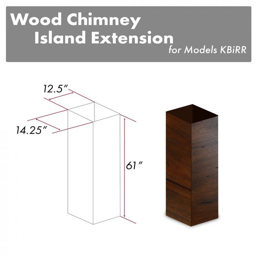 ZLINE 61" Wooden Chimney Extension, Ceilings up to 12.5 ft. (KBiRR-E)