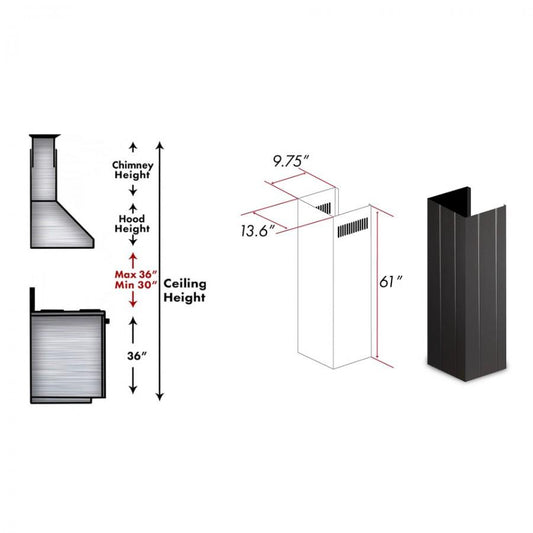 ZLINE 61" Wooden Chimney Extension for Ceilings up to 12', KPCC-E