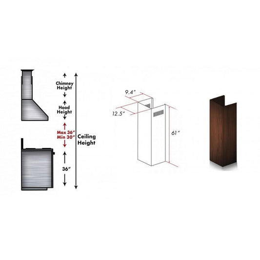ZLINE 61" Wooden Chimney Extension for Ceilings up to 12.5', KBAR-E