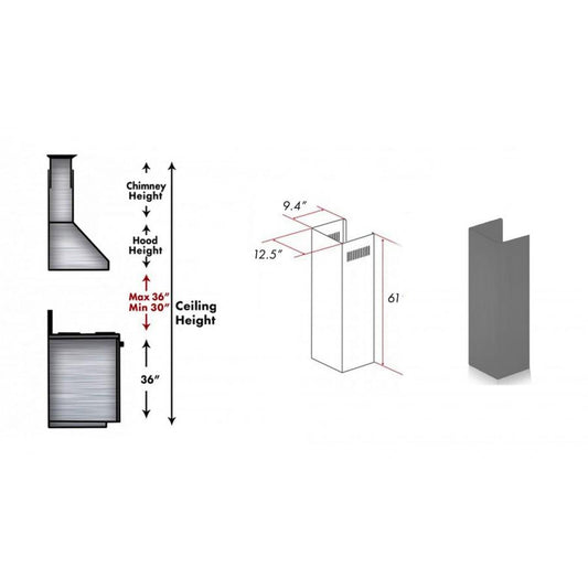 ZLINE 61" Wooden Chimney Extension for Ceilings up to 12.5', KBUU-E