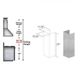 ZLINE 72 in. Extended Chimney and Crown, 8654-E