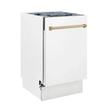 ZLINE Autograph 18" Dishwasher White Door, Bronze Handle DWVZ-WM-18-CB